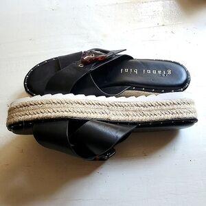 Gianni Bini Sandals Black Leather 8M